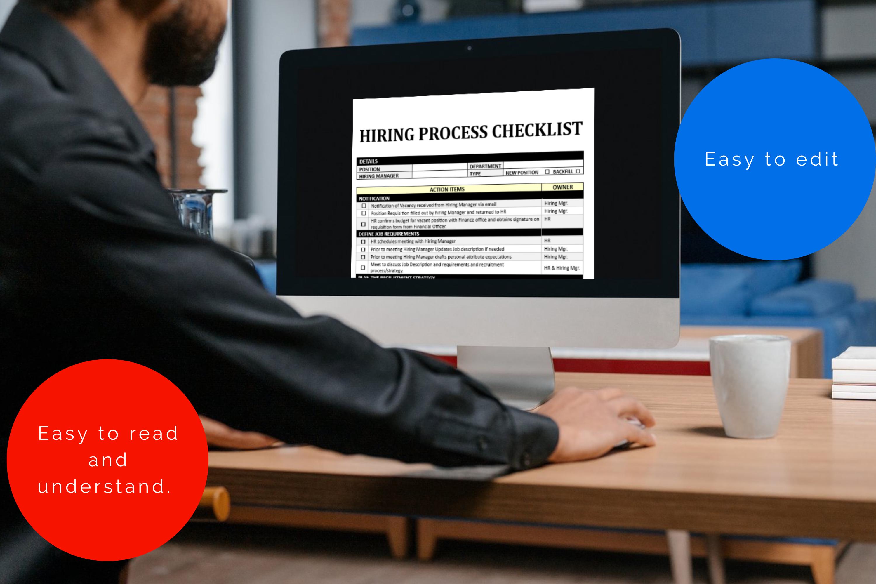 Hiring Process Checklist: HR Recruitment & Onboarding Template (digital ...