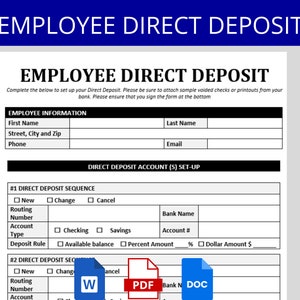 Direct Deposit Authorization, New Hire Paperwork Form, Employee Onboarding Process Document - Docs, Word & PDF, Human Resources HR Template