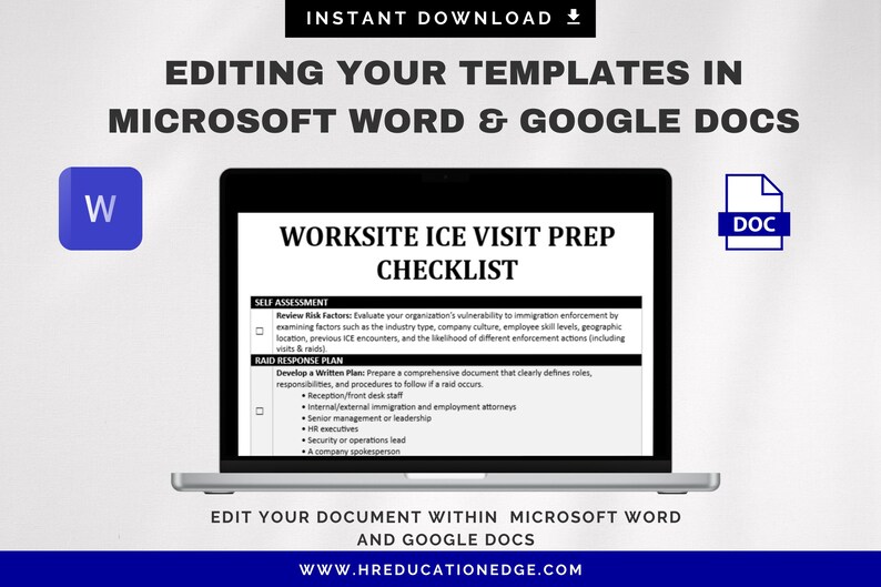 Ice Checklist Immigration Raid Prep Checklist: HR Emergency Response Plan (digital ...