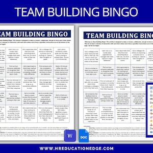 Team Building Bingo | Employee Engagement Teamwork Staff Games | Corporate Coworker Questions Ideas | Team Meeting Activity | HR Template