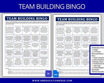 Team Building Bingo: Employee Engagement HR Template (Digital Download)