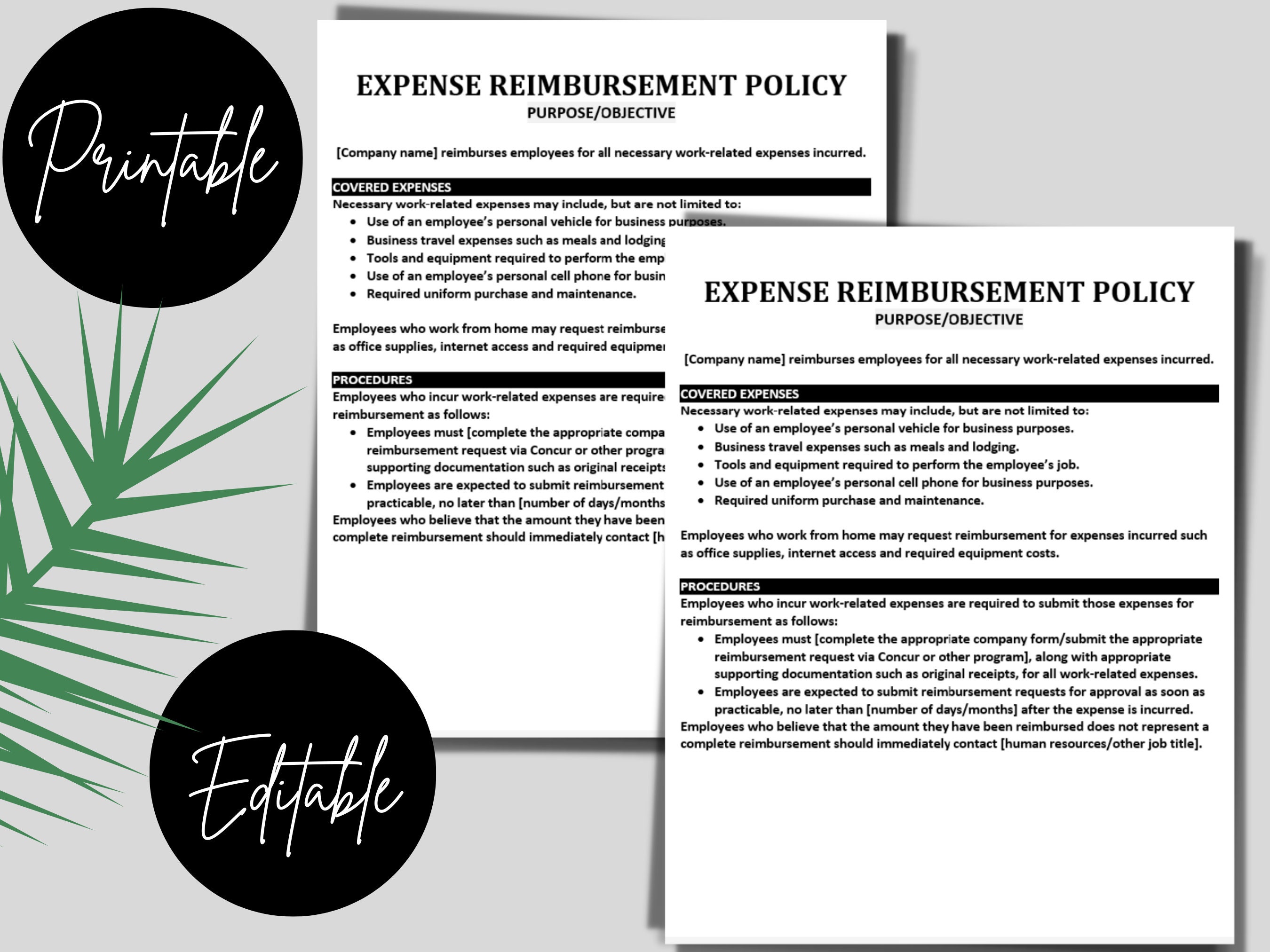 Expense Report Policy MS Editable Word Template Human Etsy Expense Report Policy MS Editable Word Template Human Etsy