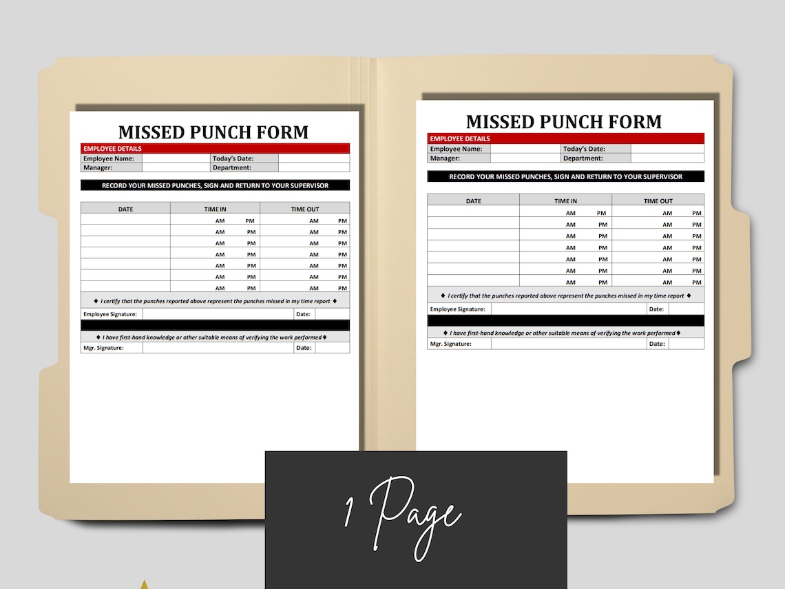 Missed Punch Form: Editable HR Template for Payroll (8.5x11 & A4) - Etsy