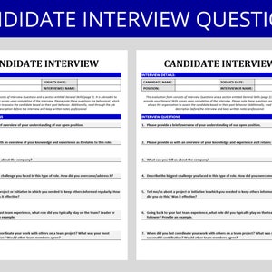 HR Behavioral Interview Questions - Editable Word Template for Candidate Assessment & Ranking