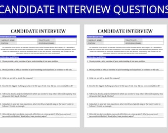 HR Behavioral Interview Questions - Editable Word Template for Candidate Assessment & Ranking