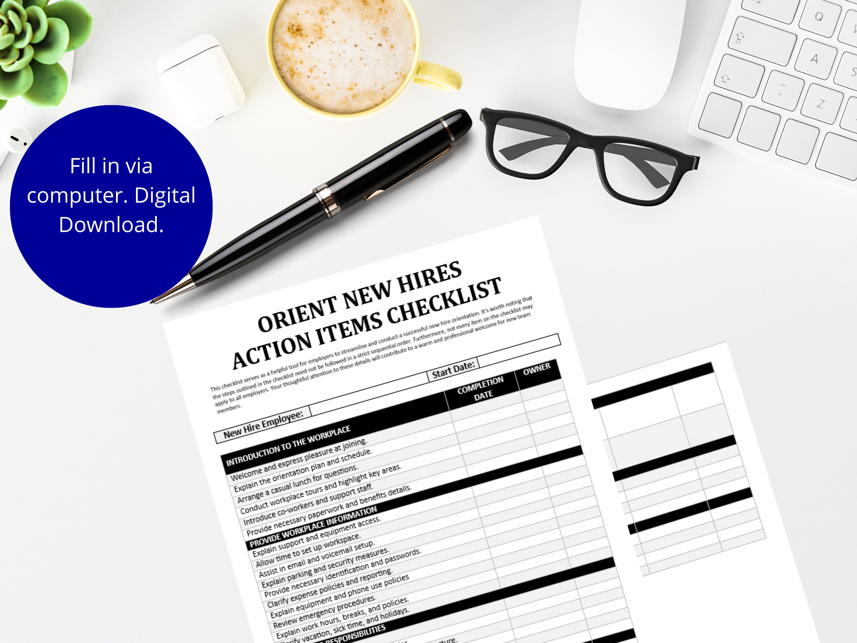 New Hire Orientation Checklist: HR Onboarding Template (digital ...