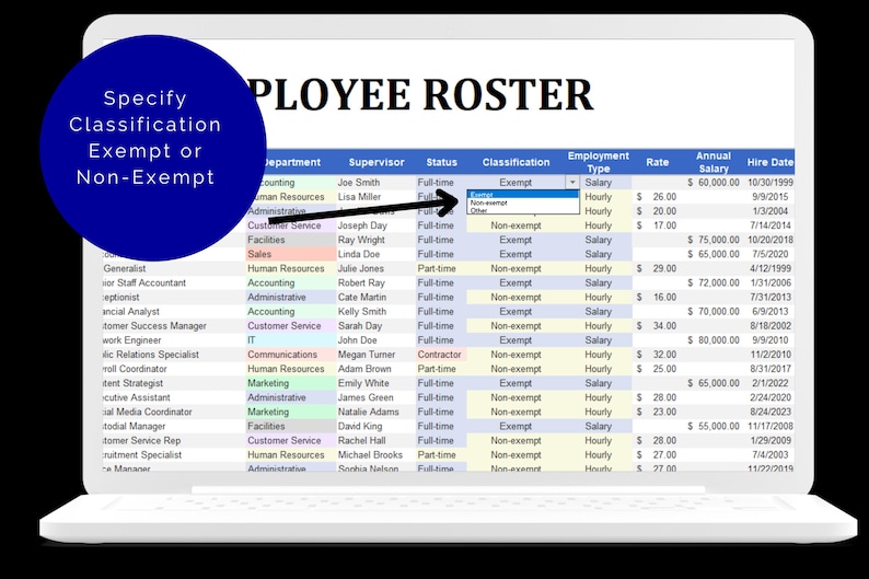 Employee Roster Template: HR Excel Staff Directory With Salary Tracker ...