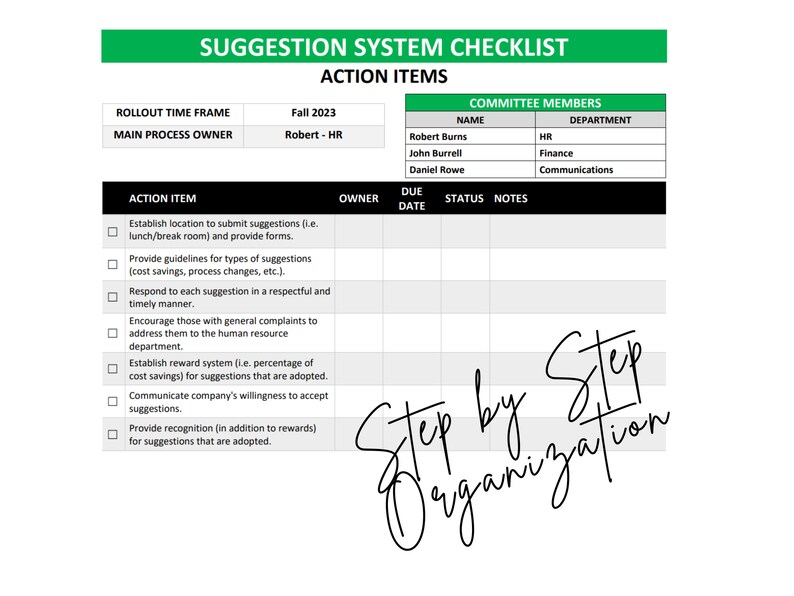 Suggestion Program Checklist | HR Template for Employee Feedback ...