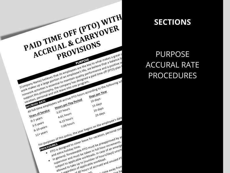 Pto Safety Document PTO Policy Template With Accrual & Carryover (digital Download) - Etsy