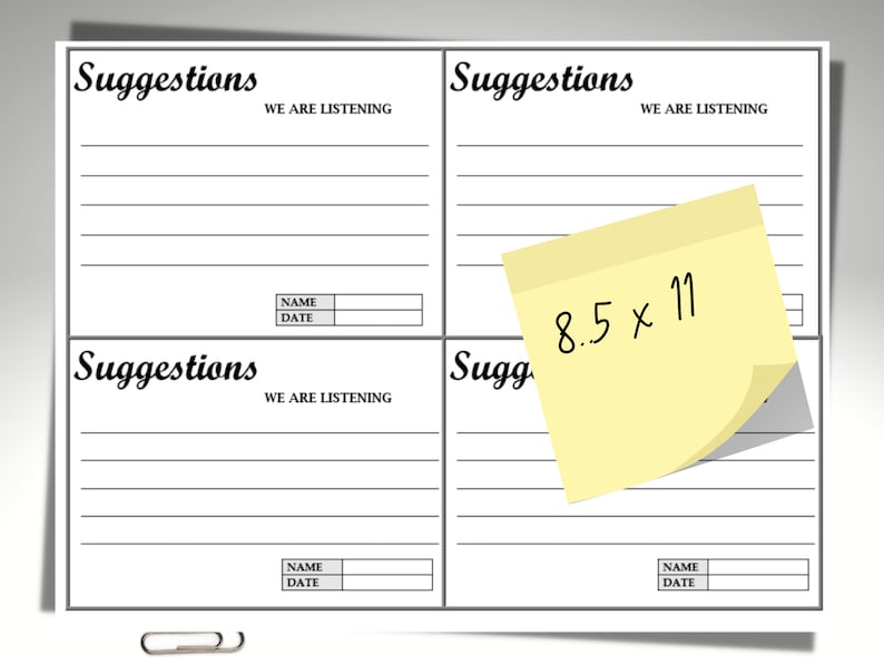 Employee Suggestion Card Feedback Suggestions Suggestions Etsy