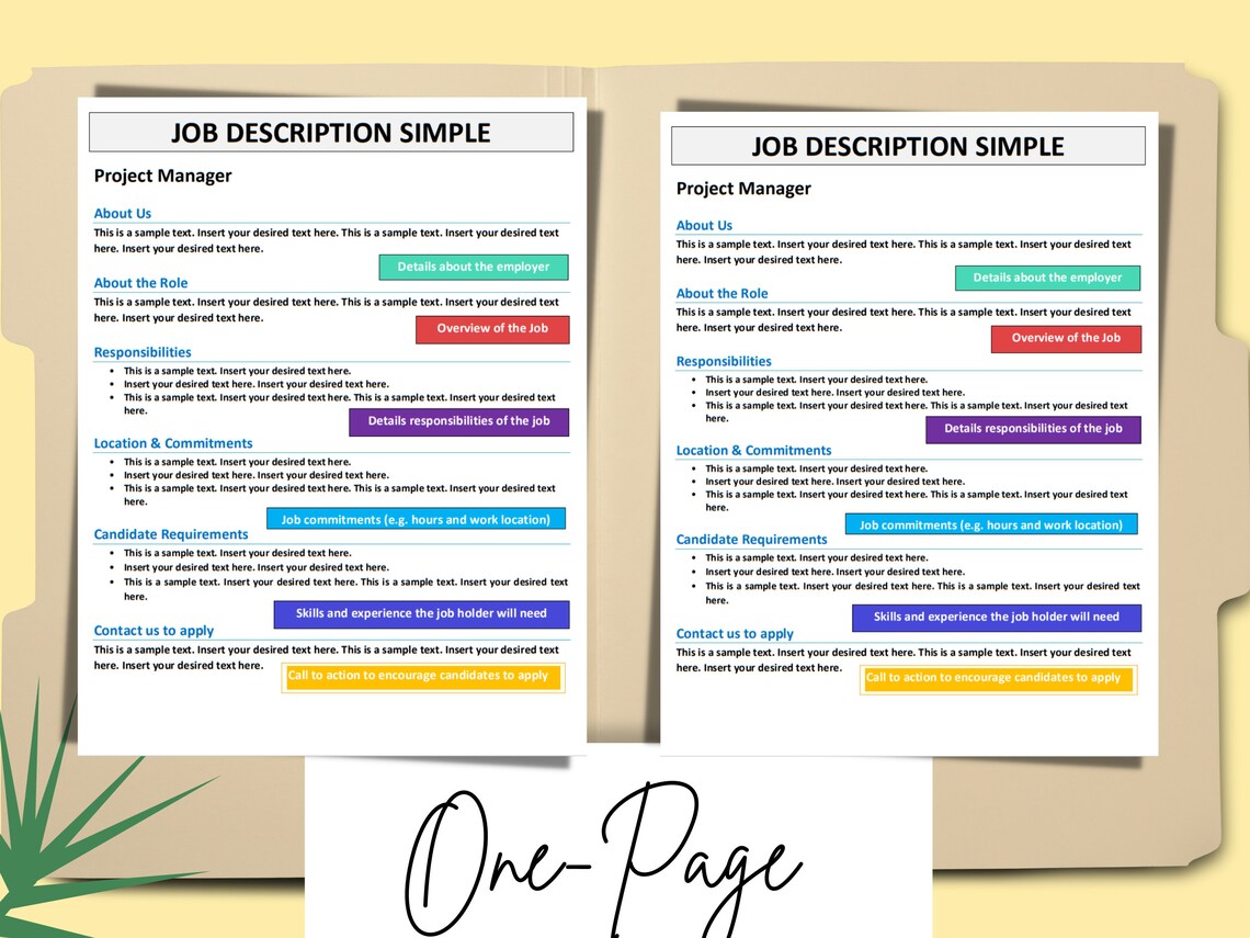 Editable Job Description Template: HR Form (word) - Etsy