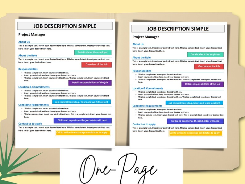 Editable Job Description Template: HR Form (word) - Etsy
