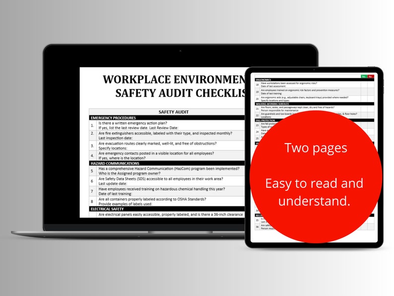 Safety Audit Checklist: Health & Safety Inspection OSHA Compliance ...