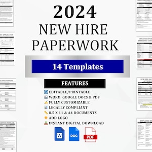 New Hire Paperwork Bundle: HR Onboarding Templates (Digital Download)