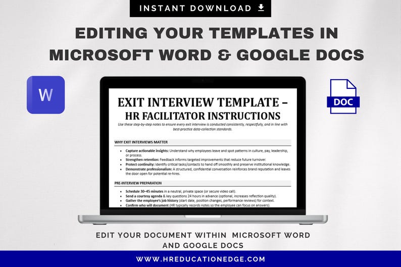 Exit Interview Questions Template: Employee Offboarding, Employee Termination Form | Google Docs & Word | Human Resources image 5