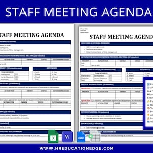 Staff Meeting Agenda Template | Agenda Meeting Template | Meeting Minutes | HR Form | Staff Meeting Template