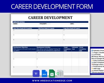 Employee Career Roadmap Template: HR Action Plan (Digital Download)