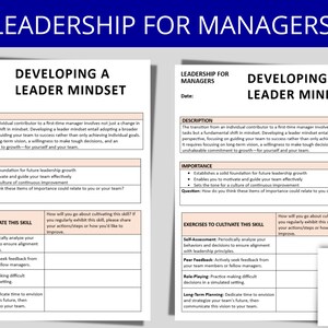 Leader Vs Manager Worksheet Manager Leadership Worksheet: HR Training Template (digital Download ...