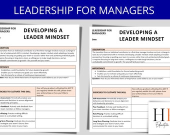 Manager Leadership Worksheet: HR Training Template (Digital Download)