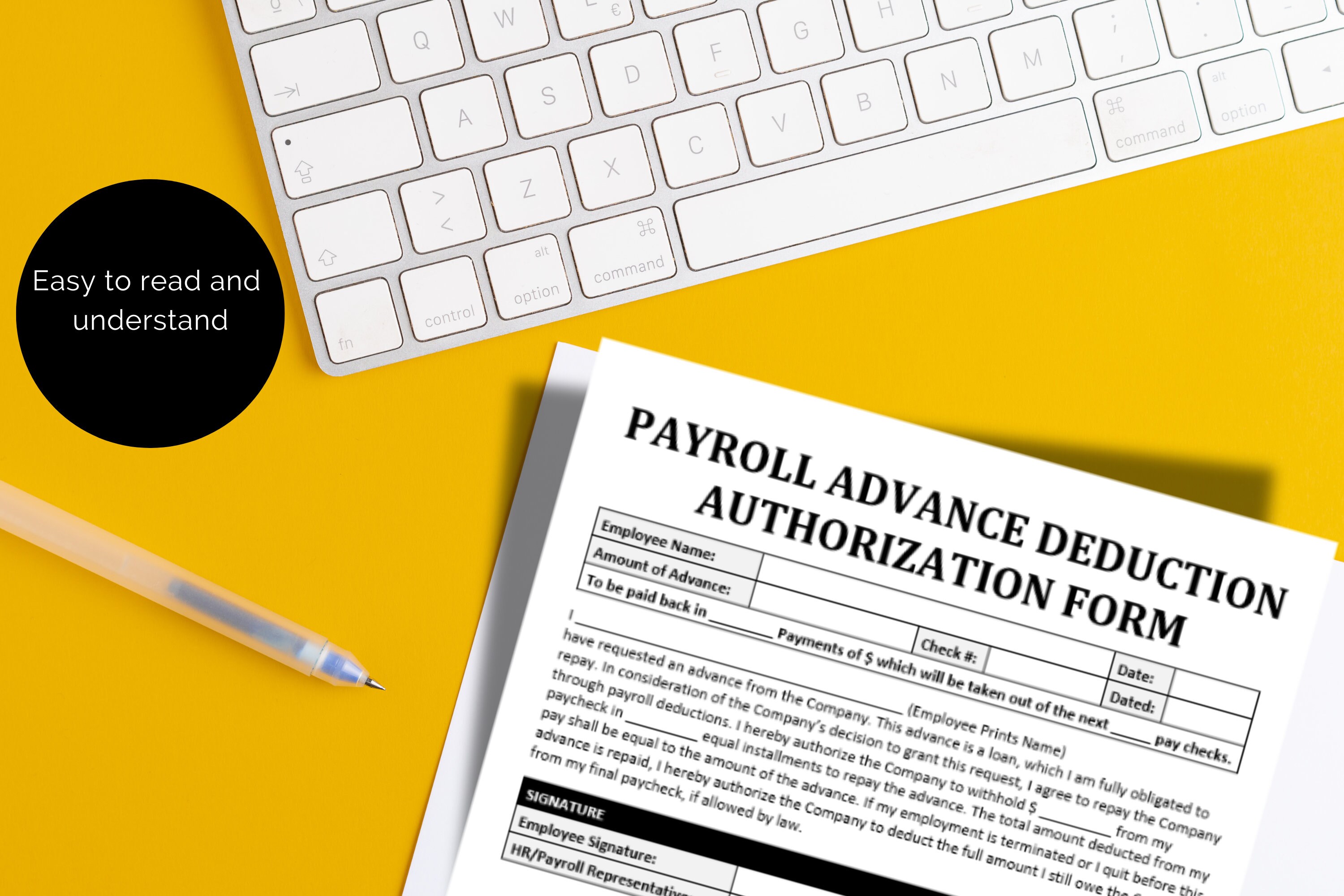 Employee Payroll Advance Authorization Form, Salary Loan Deduction ...