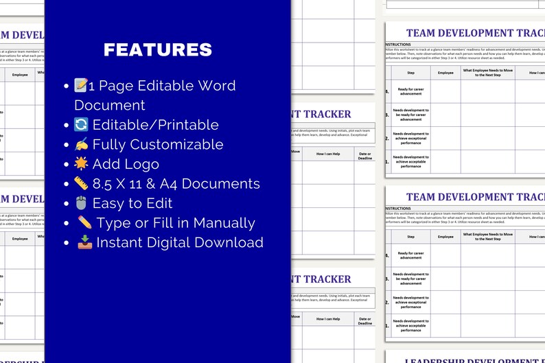 Team Development Tracker Worksheet: Manager Planning (digital Download ...
