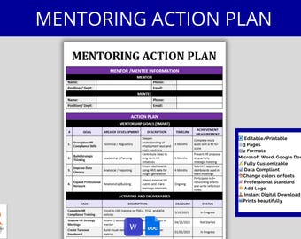 Mentoring Aktionsplan Vorlage: SMARTe Ziele für Mitarbeiter (Word & Google Docs)