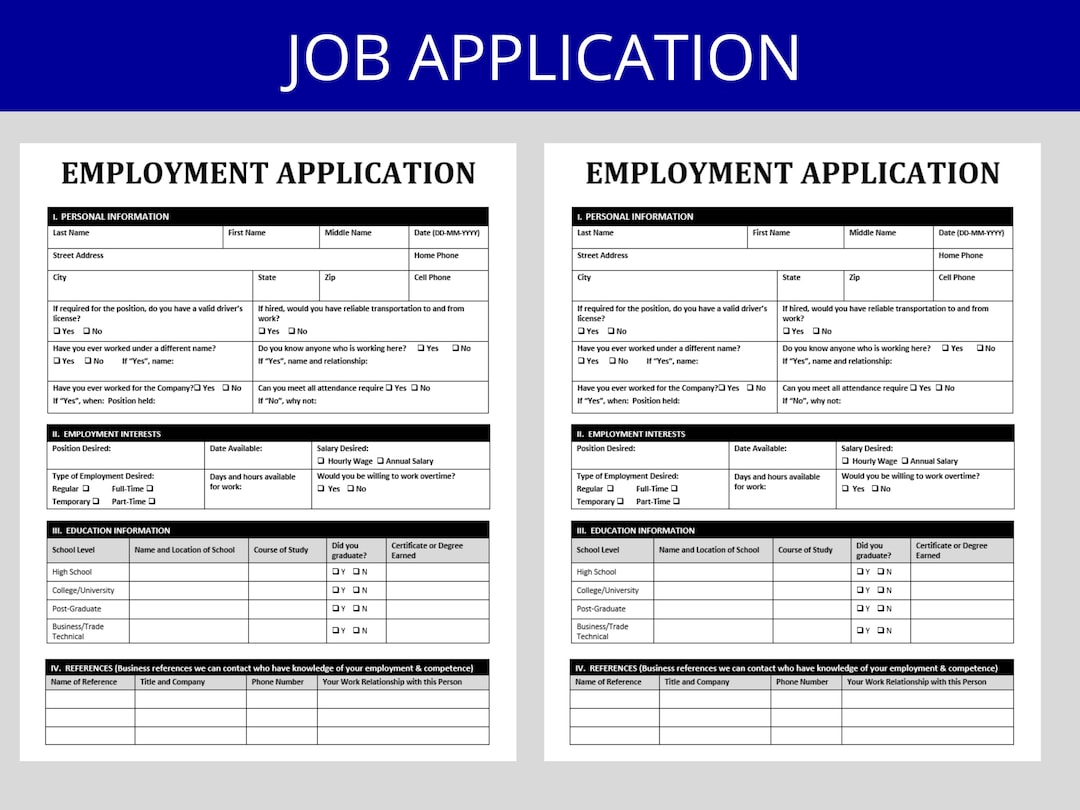 Job Application Form | Employee Application Template | Employment ...