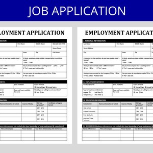 Job Application Form | Employee Application Template | Employment Application | New Hire Paperwork | HR Forms & Templates | Human Resource
