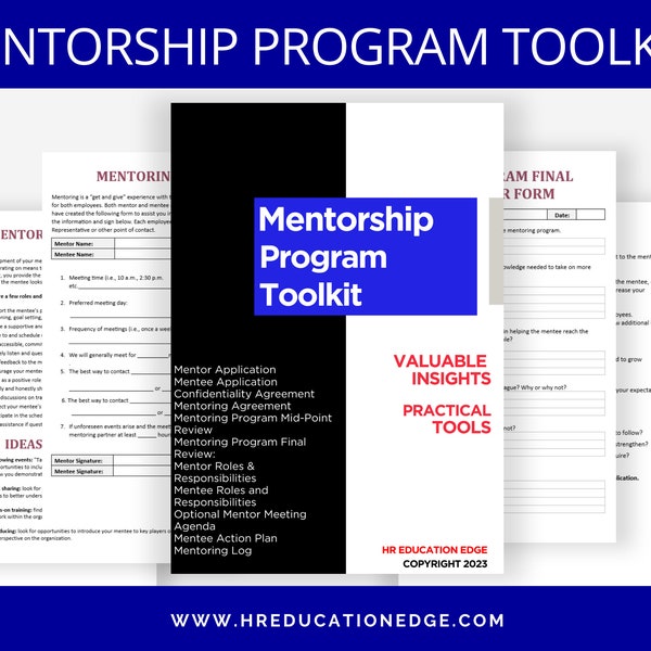 Mentoring Program Toolkit: Mentor Mentee Resources & Worksheets, SMART Goals Setting Templates, Mentorship Forms, HR, Action Plan Leadership