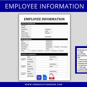 Formulário de Informações do Funcionário: Modelo de RH para Novos Contratados (Download Digital)