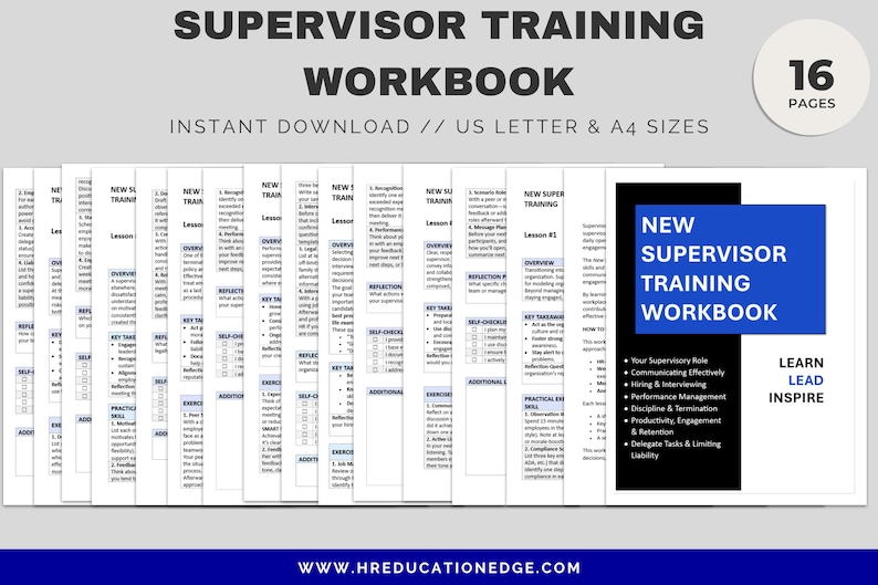 Supervisor Training Workbook | Leadership Development (digital Download ...