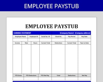 Editable Paycheck Stub Template: Employee Payroll (Word Document)