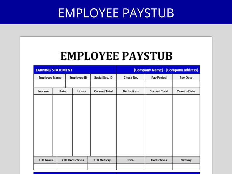 Editable paycheck stub template employee payroll word document etsy