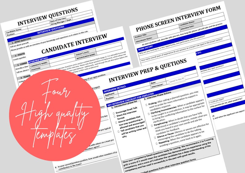 HR Interview Questions Bundle: Editable MS Word Templates (digital ...
