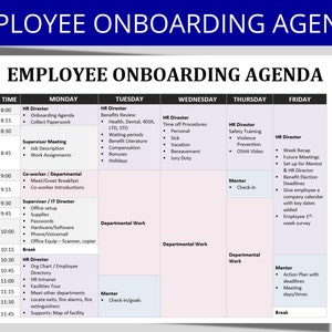 New Hire Onboarding Schedule / Agenda Template | Editable Word HR Form | New Hire Templates | Human Resources Forms | Printable