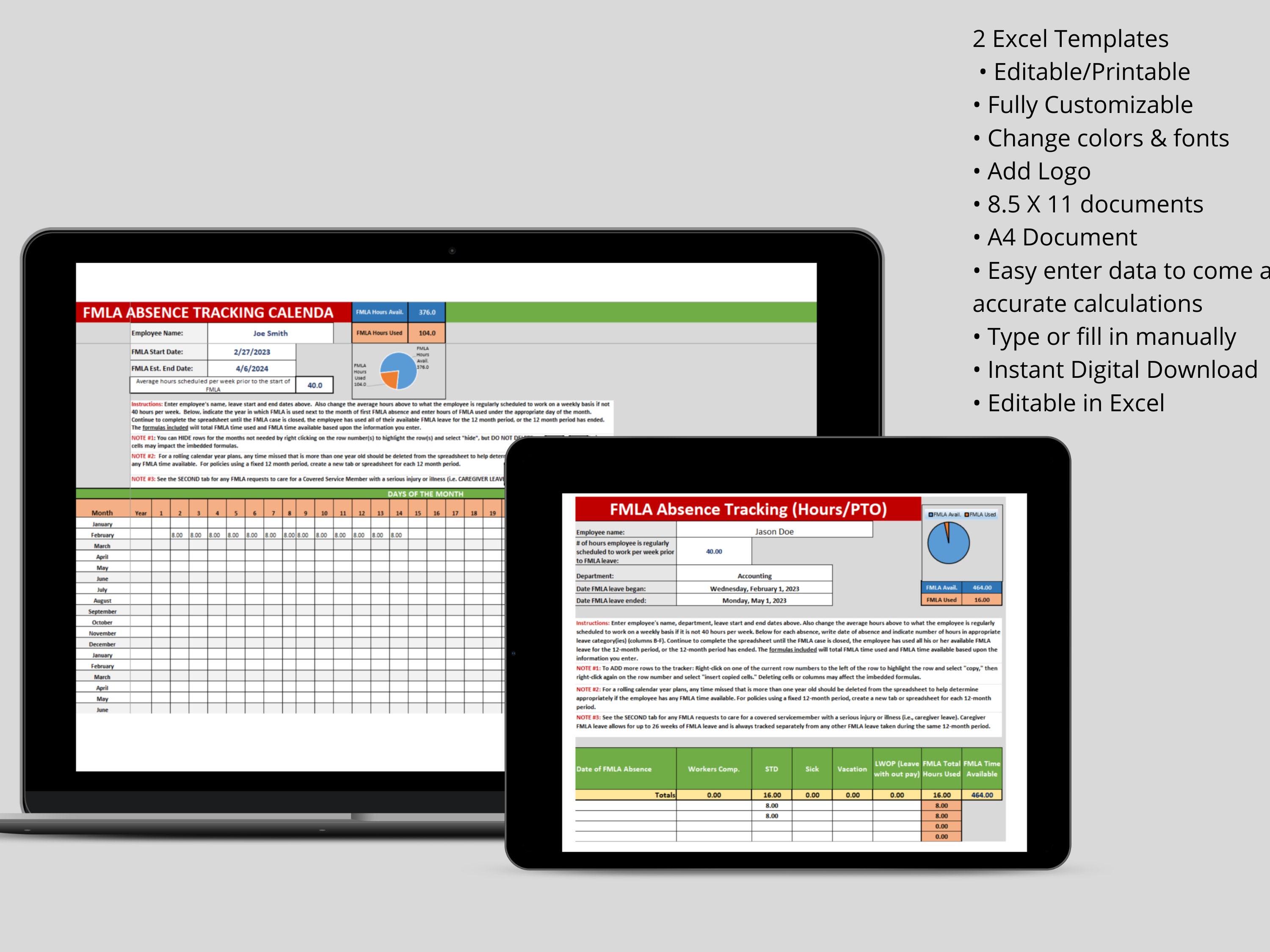 FMLA Tracker: Family Medical Leave Tracking Absence Calendar and Hours  Tracking Spreadsheets excel Templates for FMLA Compliance - Etsy
