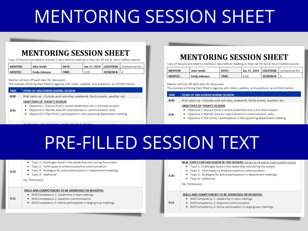 Mentoring Session Template, Career Mentorship Worksheet, Session Mentoring Session Template, Career Mentorship Worksheet, Session