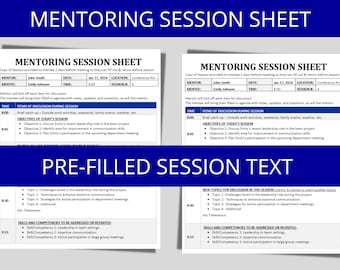 Mentoring-Sitzungsvorlage, Arbeitsblatt für Karriere-Mentoring, Sitzungsplaner Mentor Mentee-Dokument HR-Formulare Aktionsplan Arbeitsplatz Mentoring