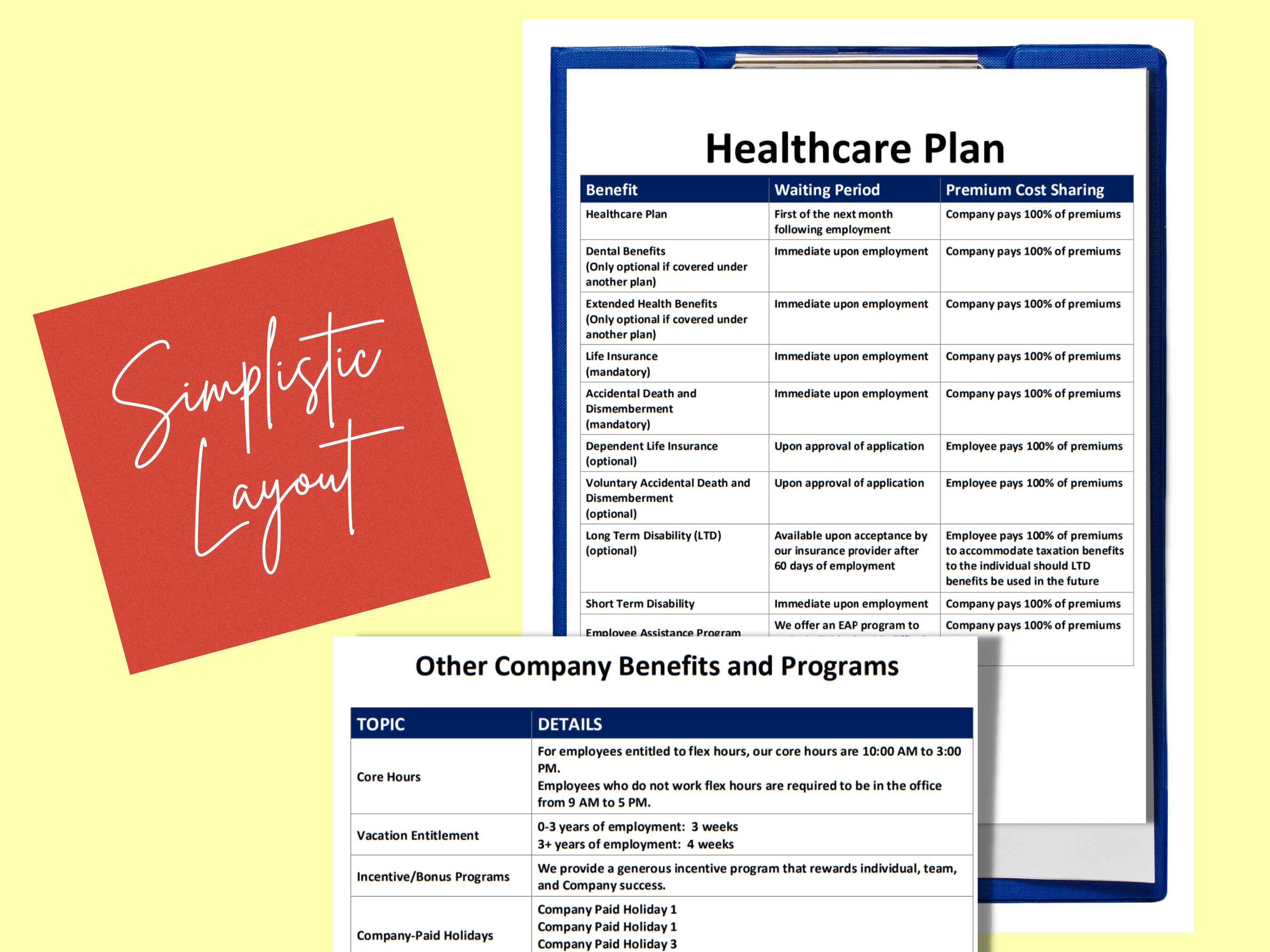 Employee Benefits Template Editable Word Template Etsy