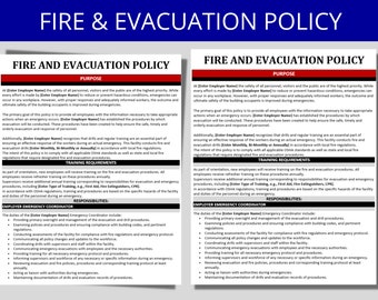 Complete Fire Evacuation Plan Policy Template: Editable Word | Emergency Safety Training for New Hires & Current Employees | HR Templates