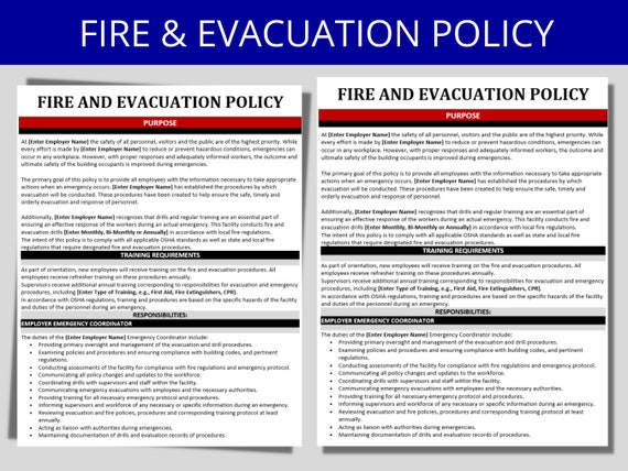 Complete Fire Evacuation Plan Policy Template: Editable Word