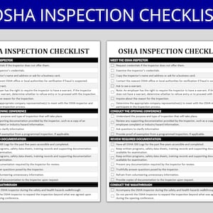 OSHA Inspection Checklist: Editable HR Template | OSHA Standards & Regulations | Safety Committee | Safe Workplaces | Inspector visit list