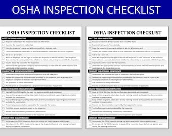 OSHA Inspection Checklist: Editable HR Template (Digital Download)