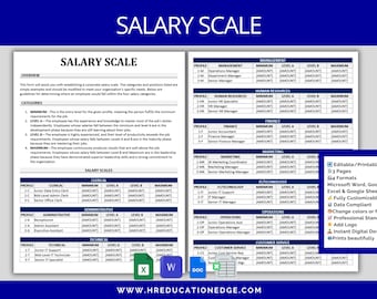 Customizable Salary Scale Template: HR Compensation Management (Word, Excel, Google Docs & Sheets -Digital Download)