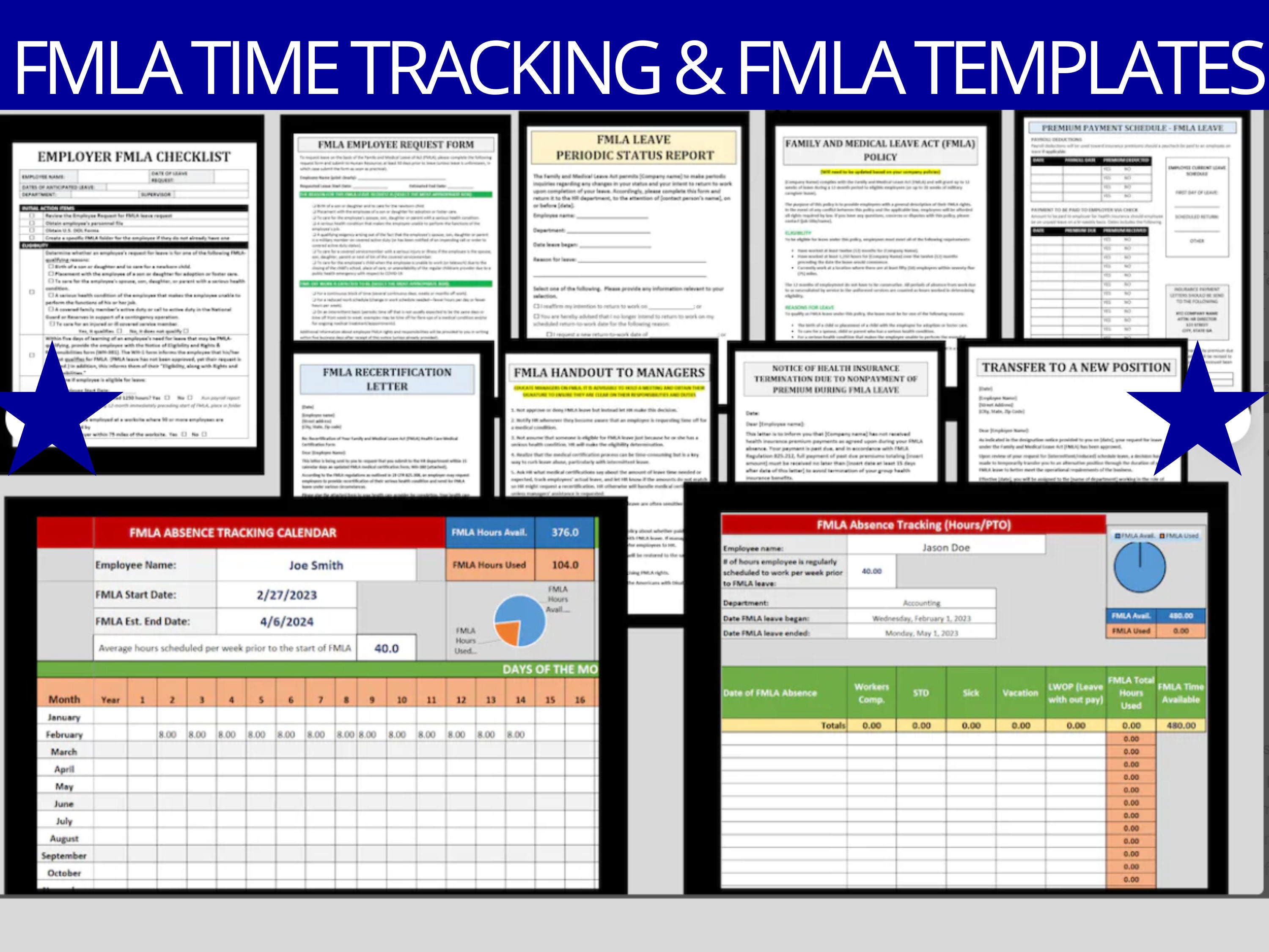 FMLA Template Bundle FMLA Tracker Spreadsheet MS Editable Word / Excel