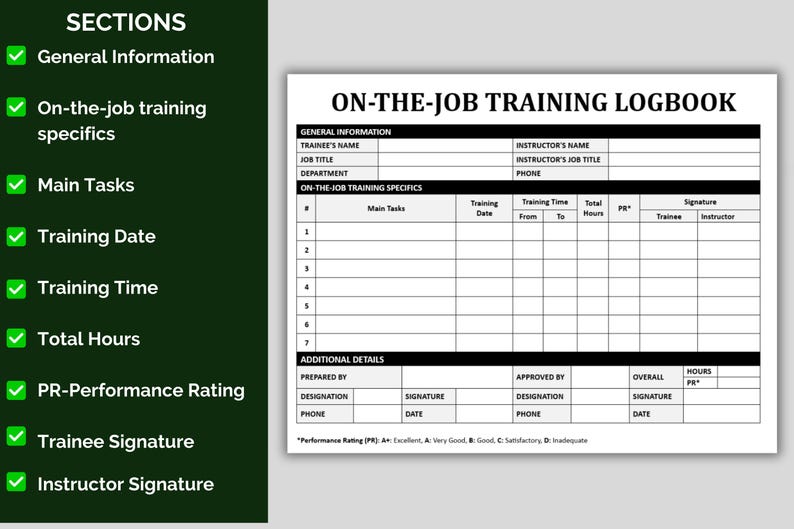 Training Log Book Example Employee Training Log & Tracker: Editable Excel, Word, Google Docs ...