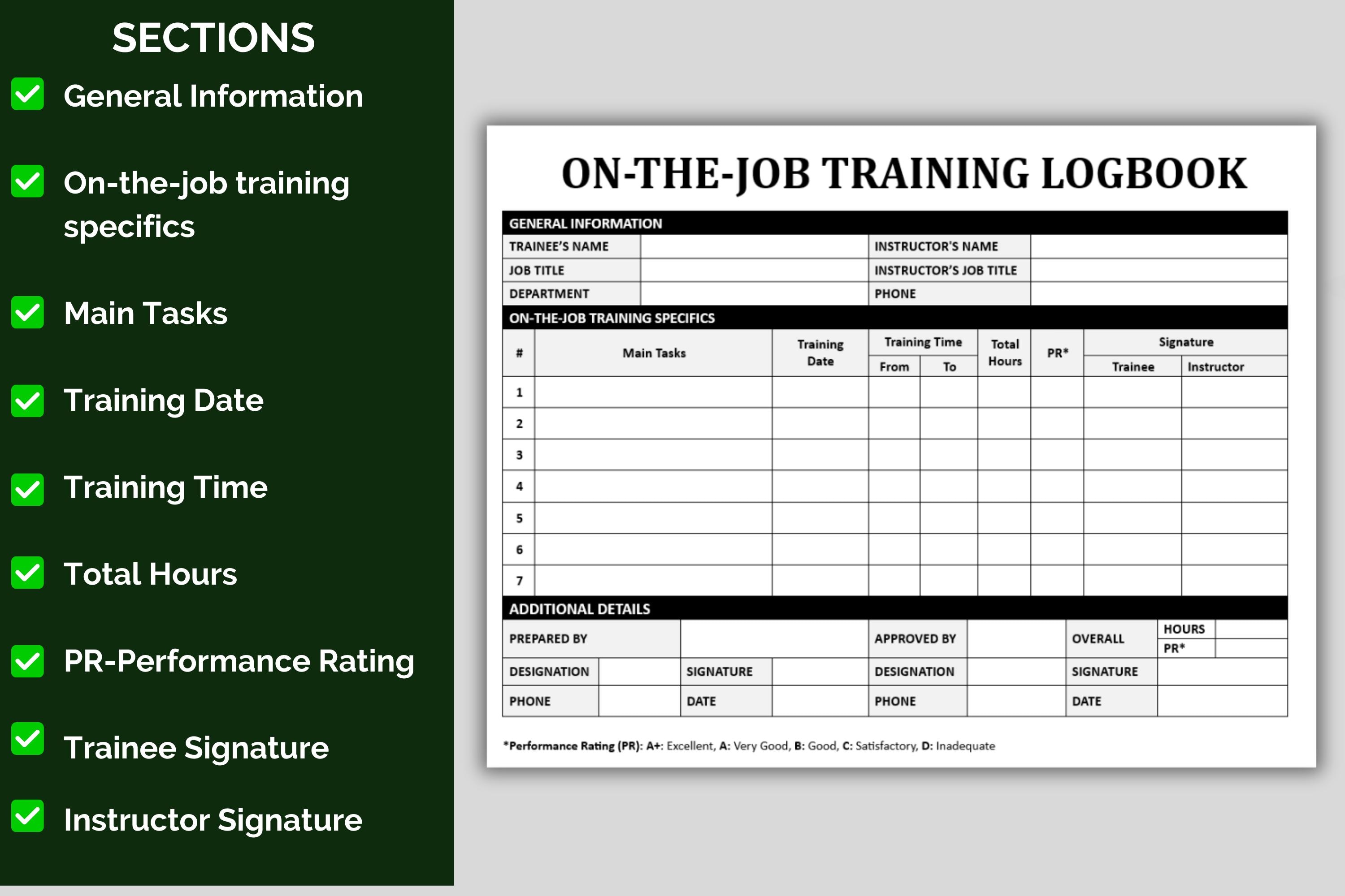 Employee Training Log & Tracker: Editable Excel, Word, Google Docs ...