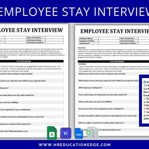 Stay Interview Template | Employee Engagement, Employee Retention, HR Templates, Workplace Satisfaction, Employee Relations, Staff Feedback