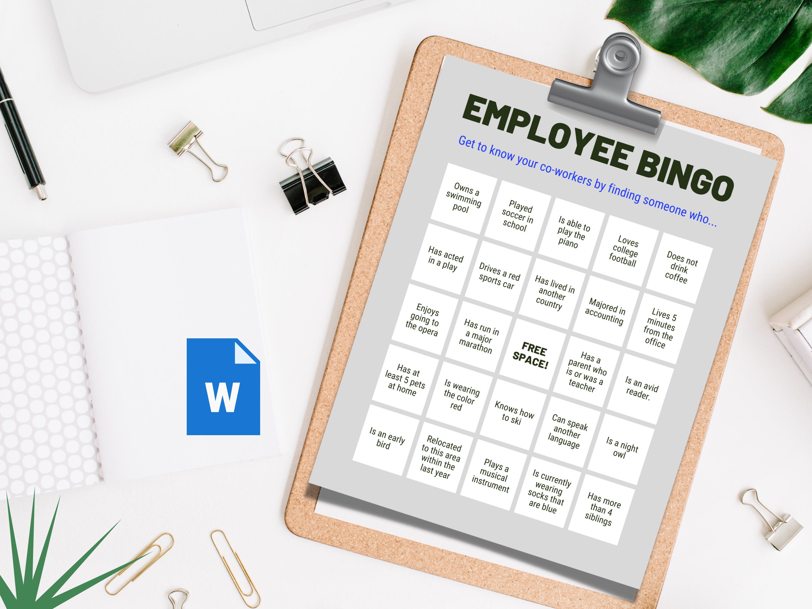 Employee Bingo Template Ice Breakers / Games Human Etsy Australia