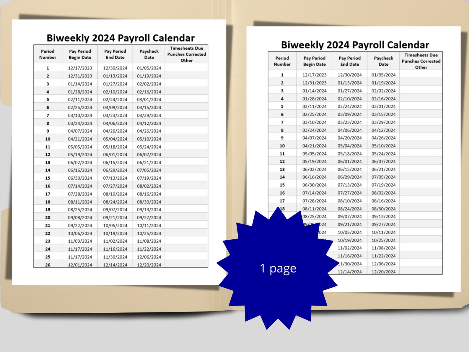 Biweekly Payroll Calendar 2024 MS Editable Word Pay Period Start End